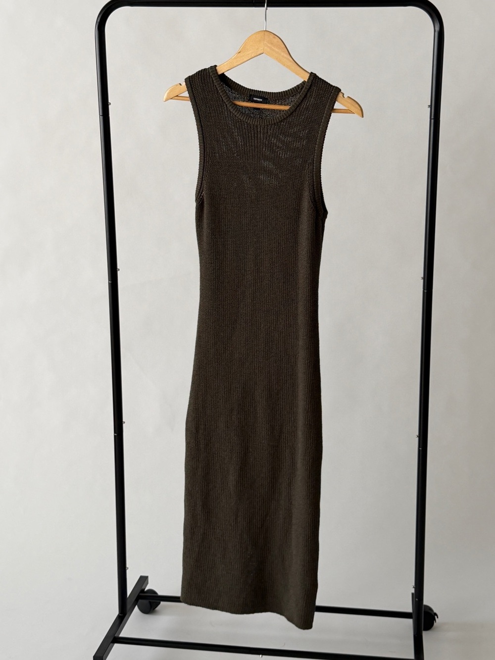 Express olive green knit sleeveless maxi dress XS